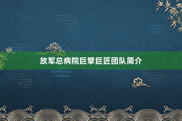 放军总病院巨擘巨匠团队简介